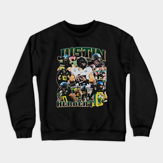 Justin Herbert College Vintage Bootleg Crewneck Sweatshirt by Richard Michaud Art